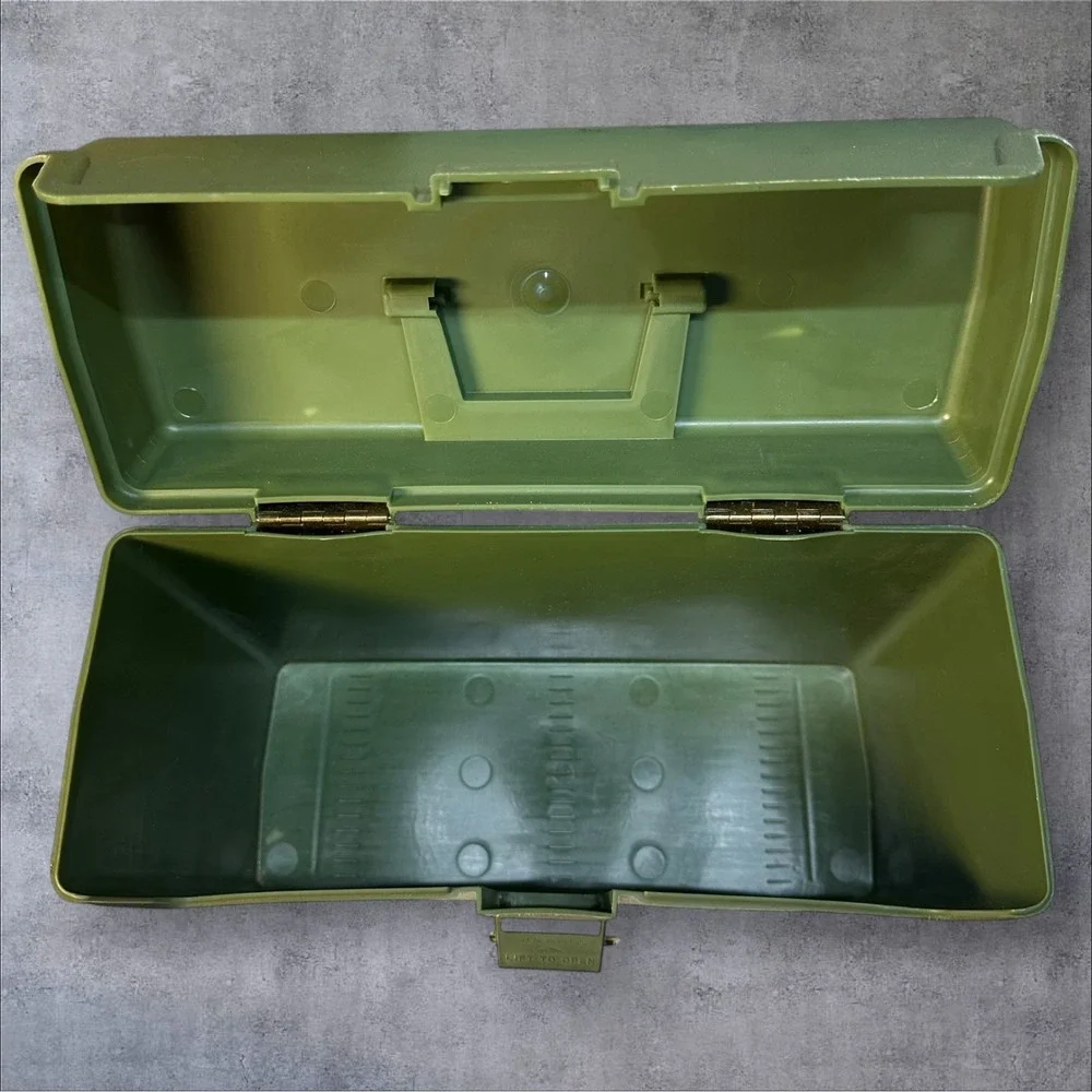 Vintage 1970's Sterling Plastics File Storage‎ Box in Army Green File Folders